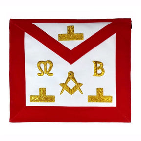 Master Mason Blue Lodge Apron - Red Velvet with Golden Bullion And Wire - Bricks Masons