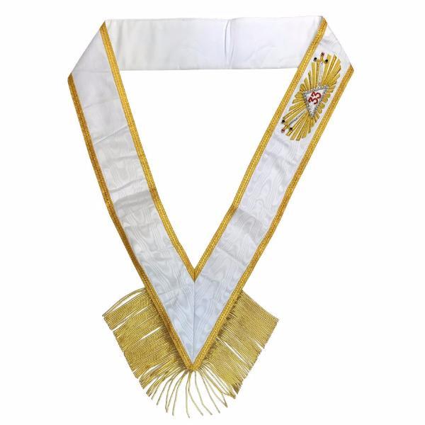 33rd Degree Sash - Gold Fringe & White Ribbon - Bricks Masons