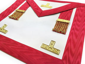 Worshipful Master Scottish Rite Apron - White & Red Moire - Bricks Masons