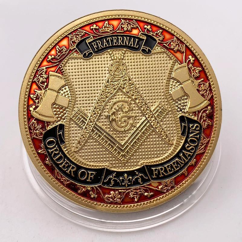 Master Mason Blue Lodge Coin - Fraternal Order of Freemasons Gold plated - Bricks Masons