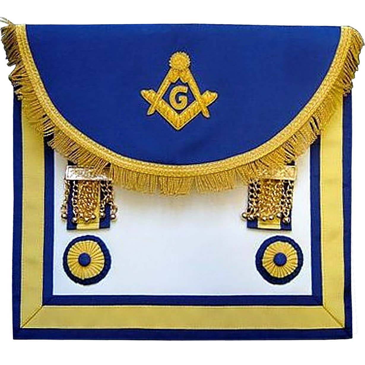 Scottish Rite Master Mason Handmade Embroidery Apron - Blue Yellow - Bricks Masons