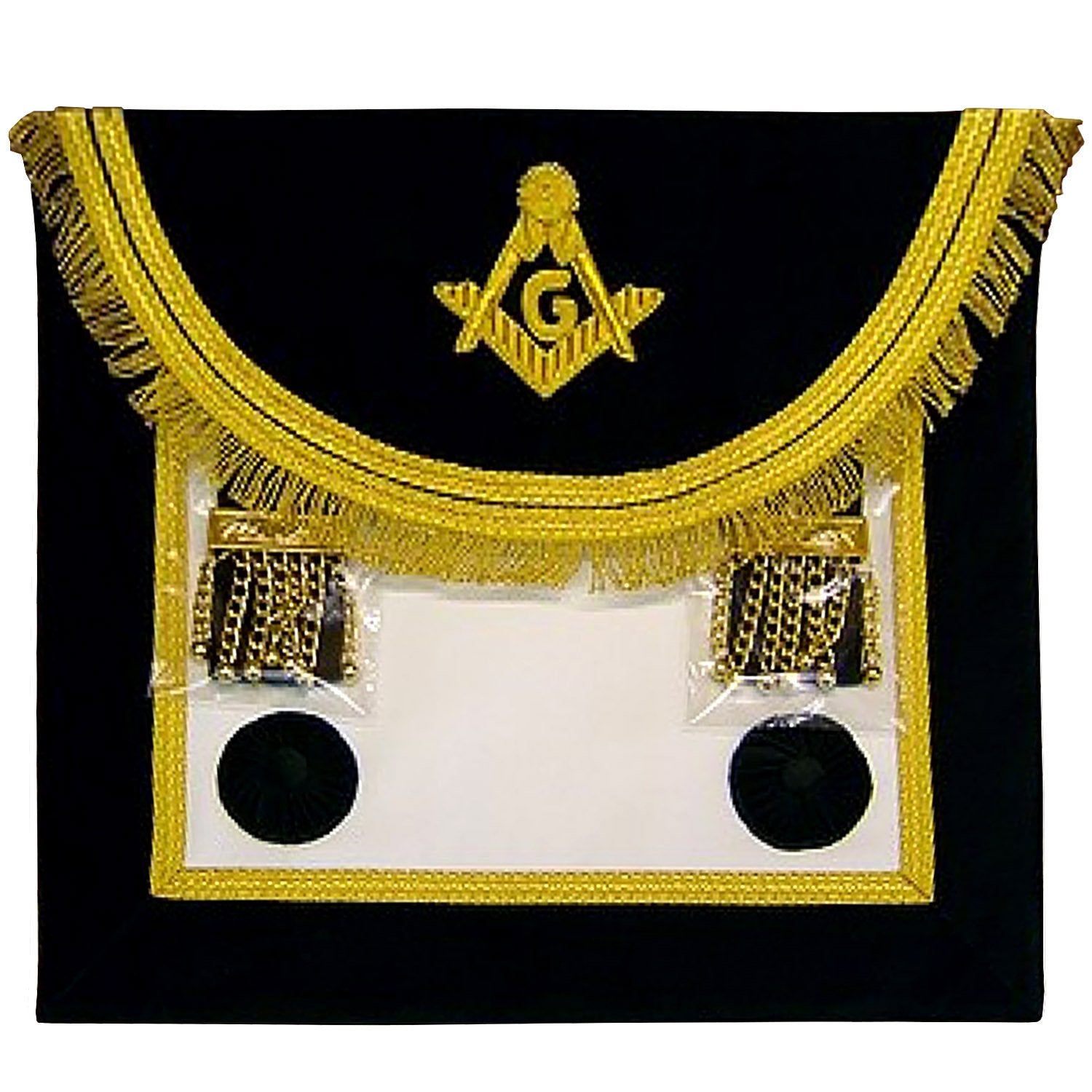 Scottish Rite Master Mason Handmade Embroidery Apron - Black Gold - Bricks Masons