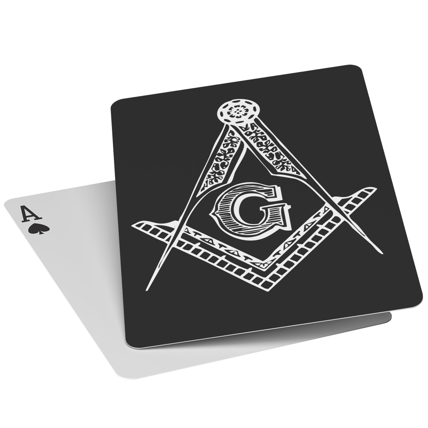 Master Mason Blue Lodge Playing Cards - Black with Square & Compass G - Bricks Masons