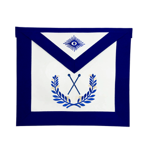 Master of Ceremonies Blue Lodge Officer Apron - Royal Blue Wreath Embroidery - Bricks Masons
