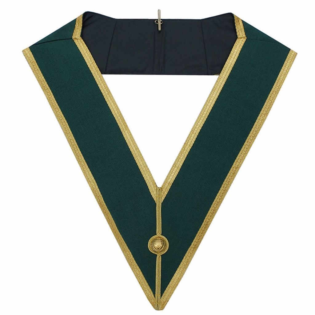 Grand Council Allied Masonic Degrees Collar - Green with Gold Braid - Bricks Masons