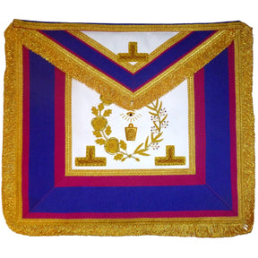 Grand Officers Mark English Regulation Apron - Blue & Pink with Gold Fringe - Bricks Masons