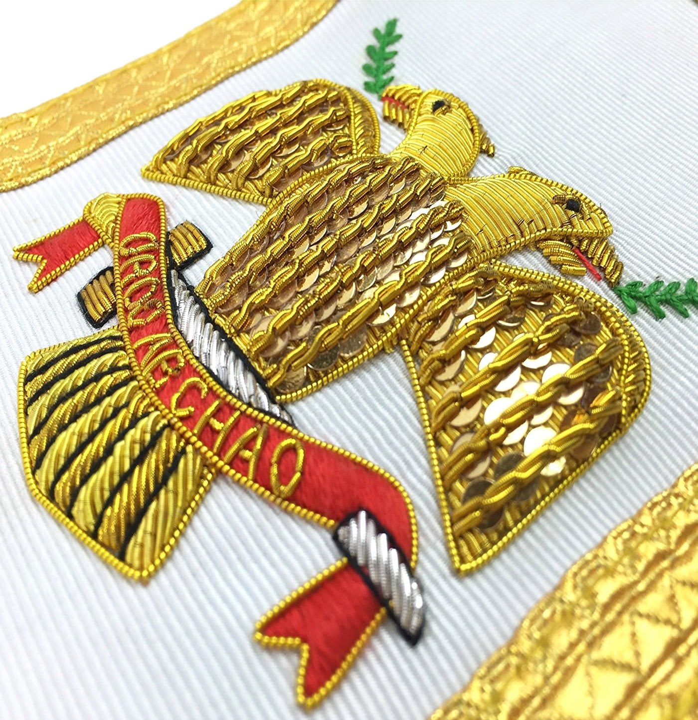 33rd Degree Sash - Gold Fringe & Hand Embroidery - Bricks Masons