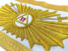 33rd Degree Sash - Gold Fringe & Hand Embroidery - Bricks Masons