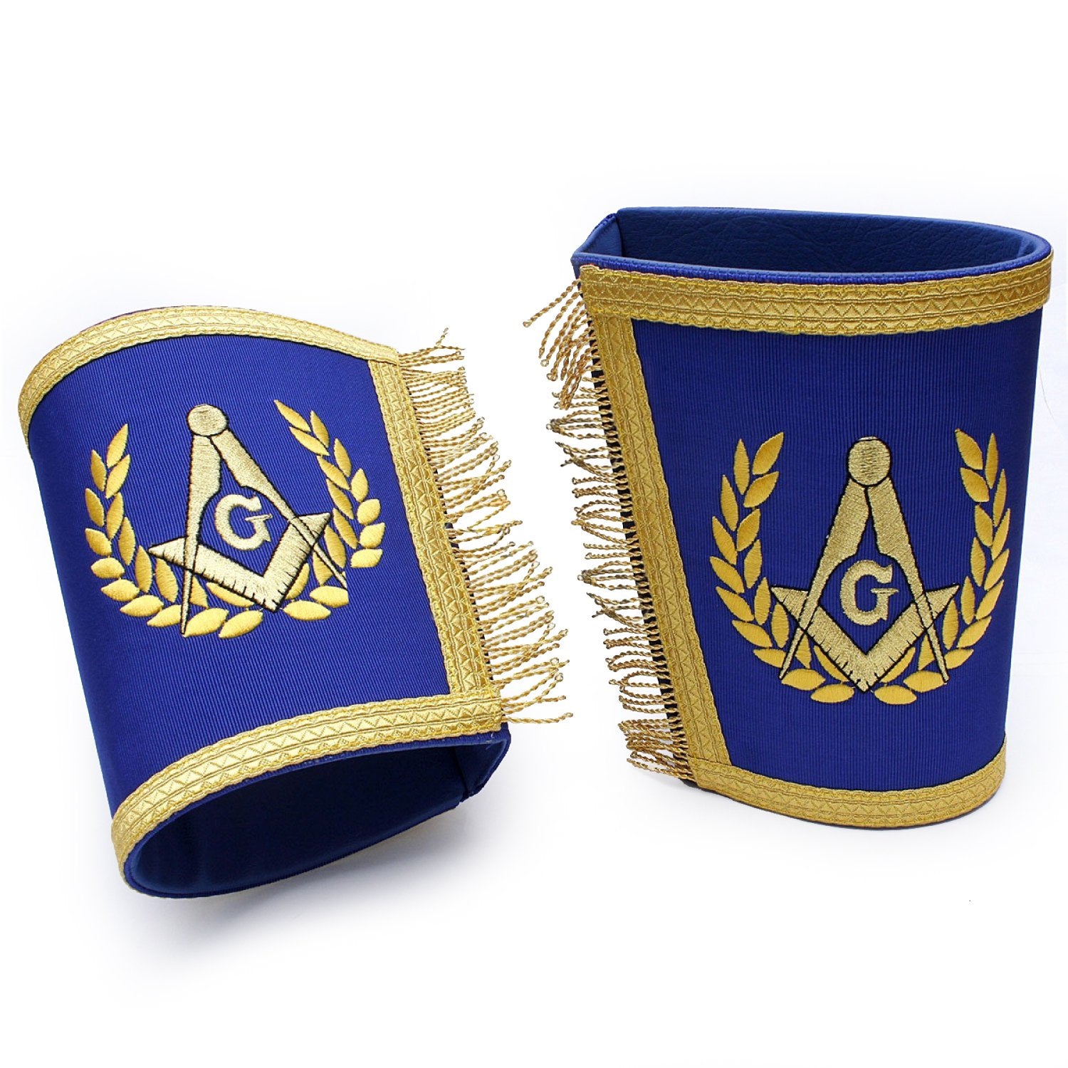 Master Mason Blue Lodge Cuff - Blue Embroidered Square & Compass G - Bricks Masons