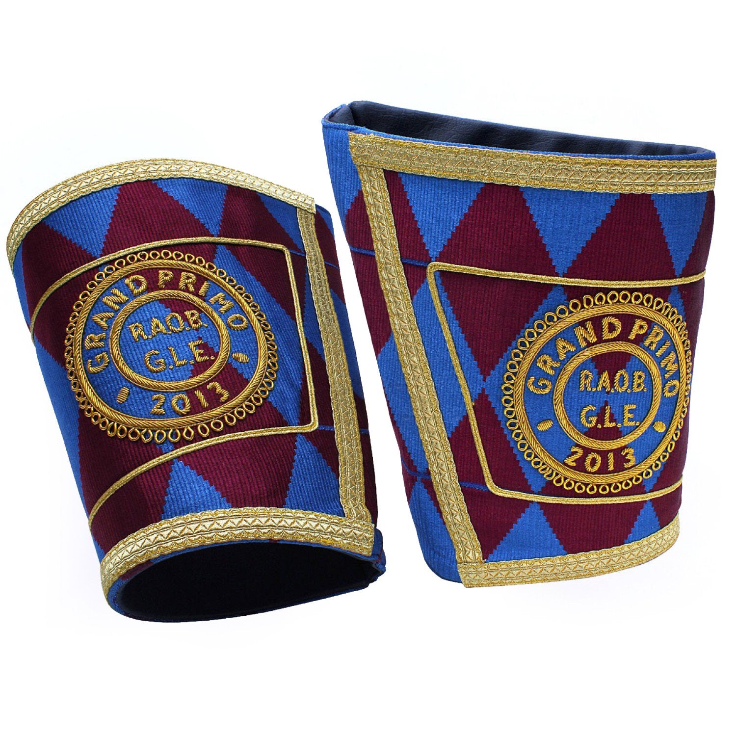 Grand Primo Royal Antediluvian Order of Buffaloes R.A.O.B. Cuff - Red & Blue - Bricks Masons