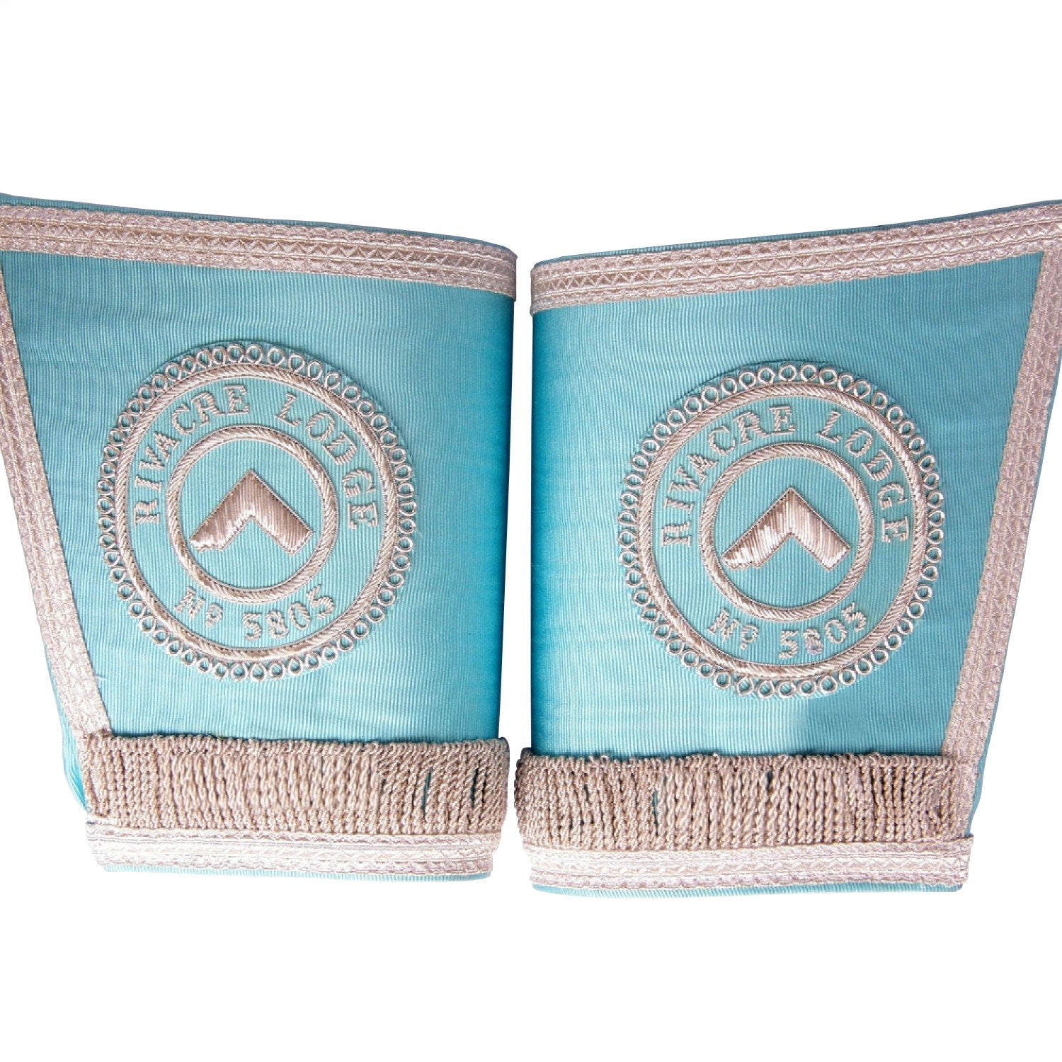 Worshipful Master Craft English Regulation Cuff - Sky Blue Hand Embroidery - Bricks Masons