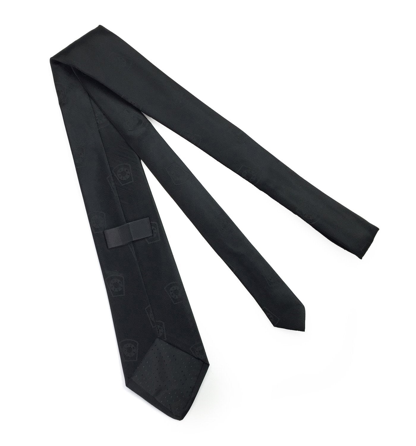 Mark Necktie - Black Silk Logo Print - Bricks Masons