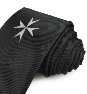 Order of Malta Commandery Necktie - Black - Bricks Masons