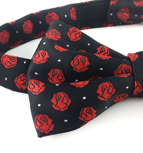 Scottish Rite Bow Tie - Black with Rose Croix Polkadot - Bricks Masons