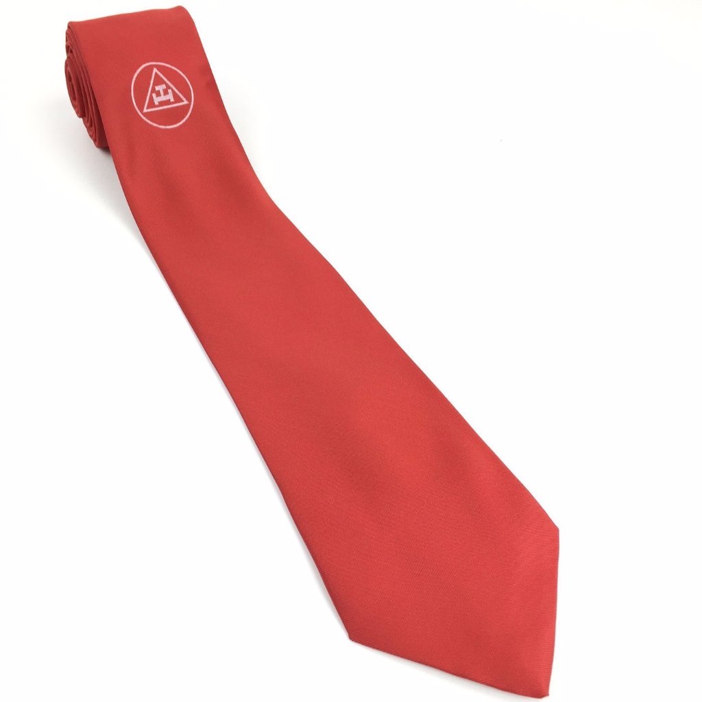 Royal Arch Chapter Necktie - Red Machine Embroidery - Bricks Masons