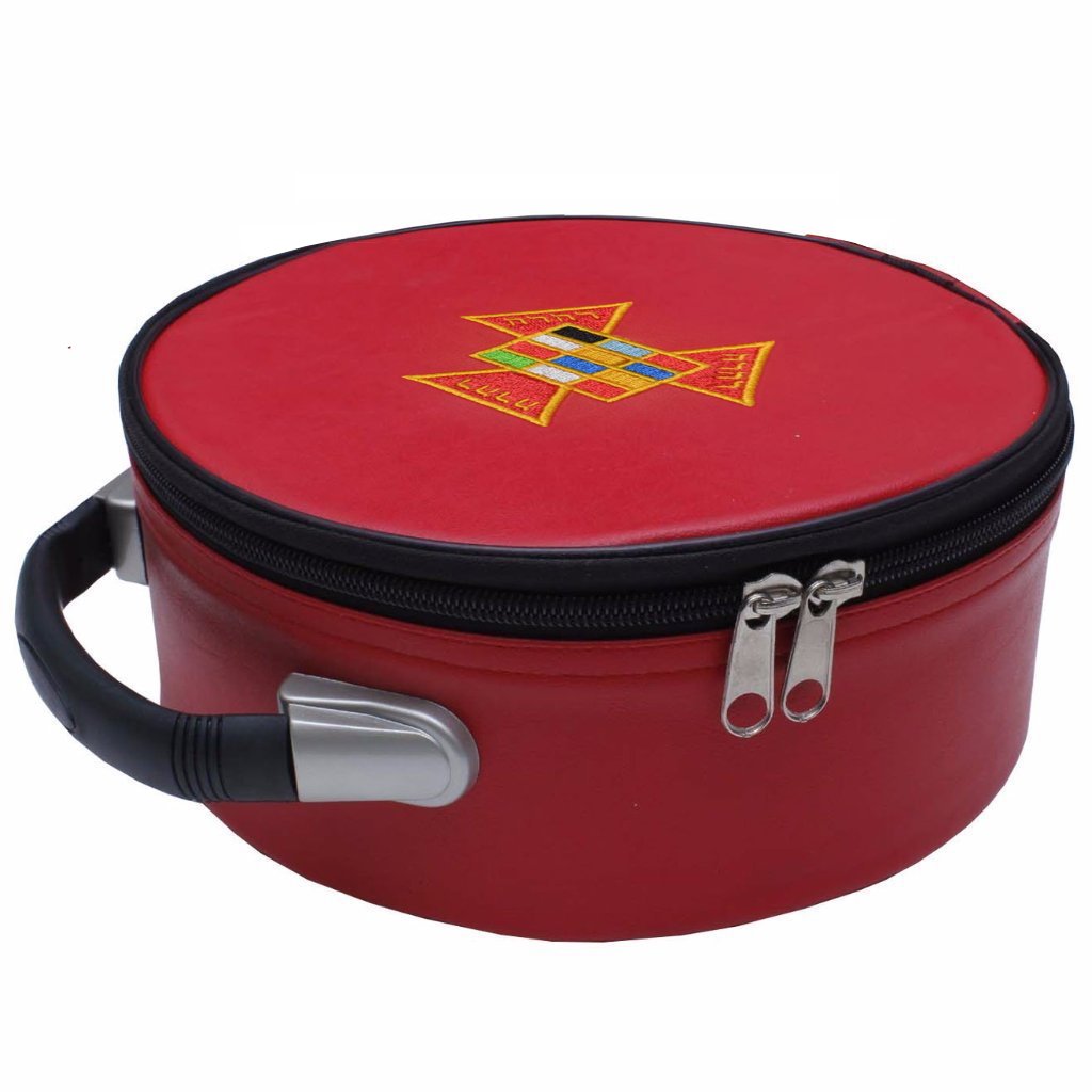 Past High Priest Royal Arch Chapter Crown Cap Case - Red Leather - Bricks Masons