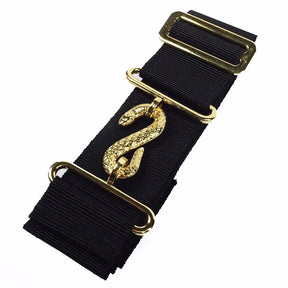 Masonic Apron Belt Extender - Black Belt with Silver/Gold Clasp - Bricks Masons