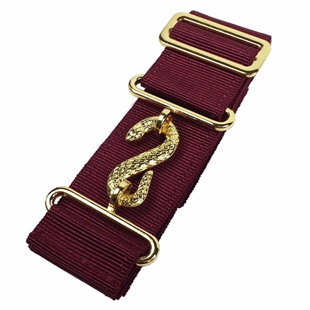 Masonic Apron Belt Extender - Maroon Belt with Silver/Gold Clasp - Bricks Masons