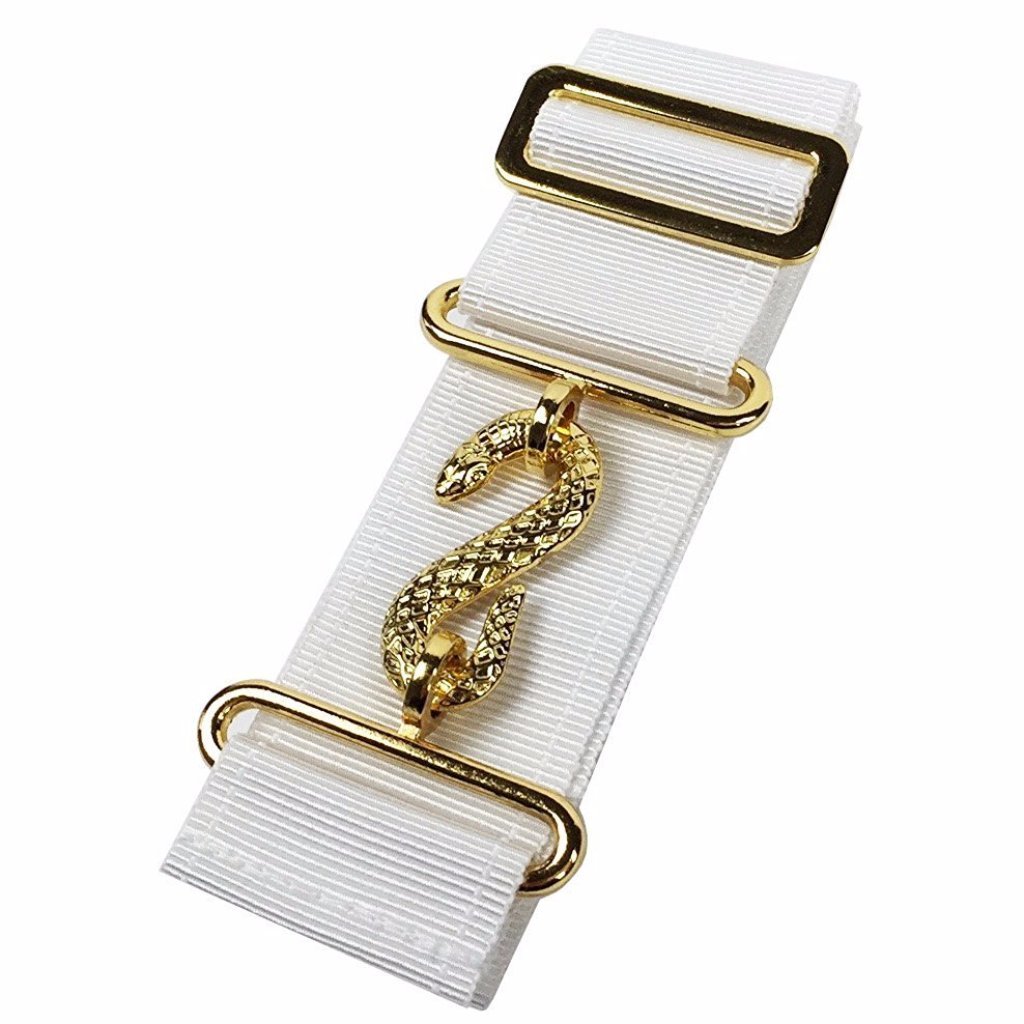 Masonic Apron Belt Extender - White Belt with Silver/Gold Clasp - Bricks Masons