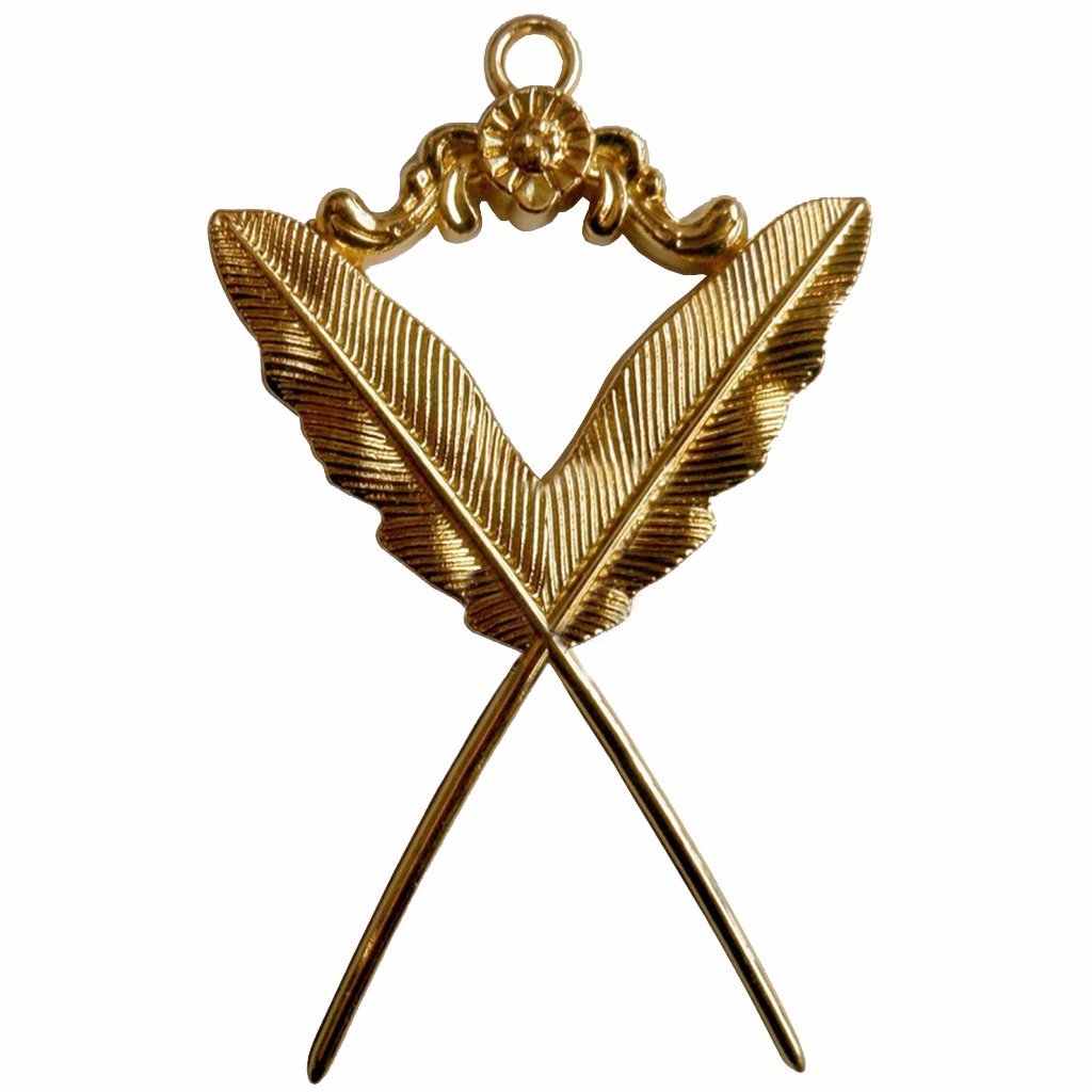 Secretary Blue Lodge Officer Collar Jewel - Gold Metal - Bricks Masons