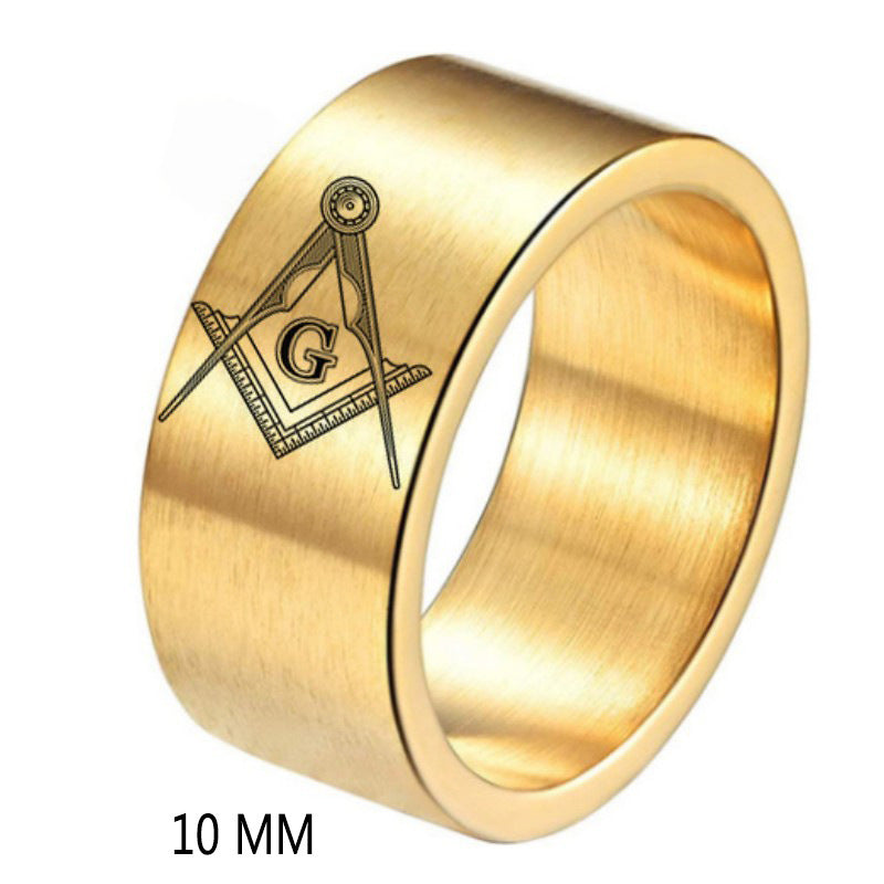 Master Mason Blue Lodge Ring - Matte Brushed Titanium Steel - Bricks Masons