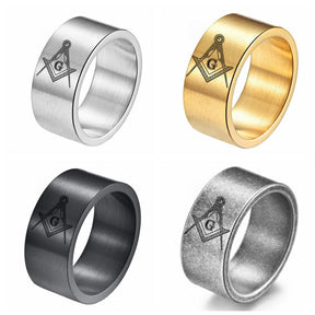 Master Mason Blue Lodge Ring - Matte Brushed Titanium Steel - Bricks Masons