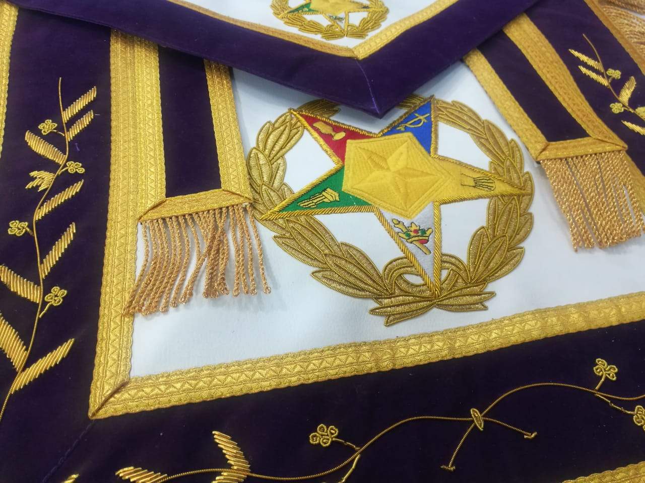 Order of the Eastern Star OES Grand Associate Patron Masonic Apron - Bricks Masons