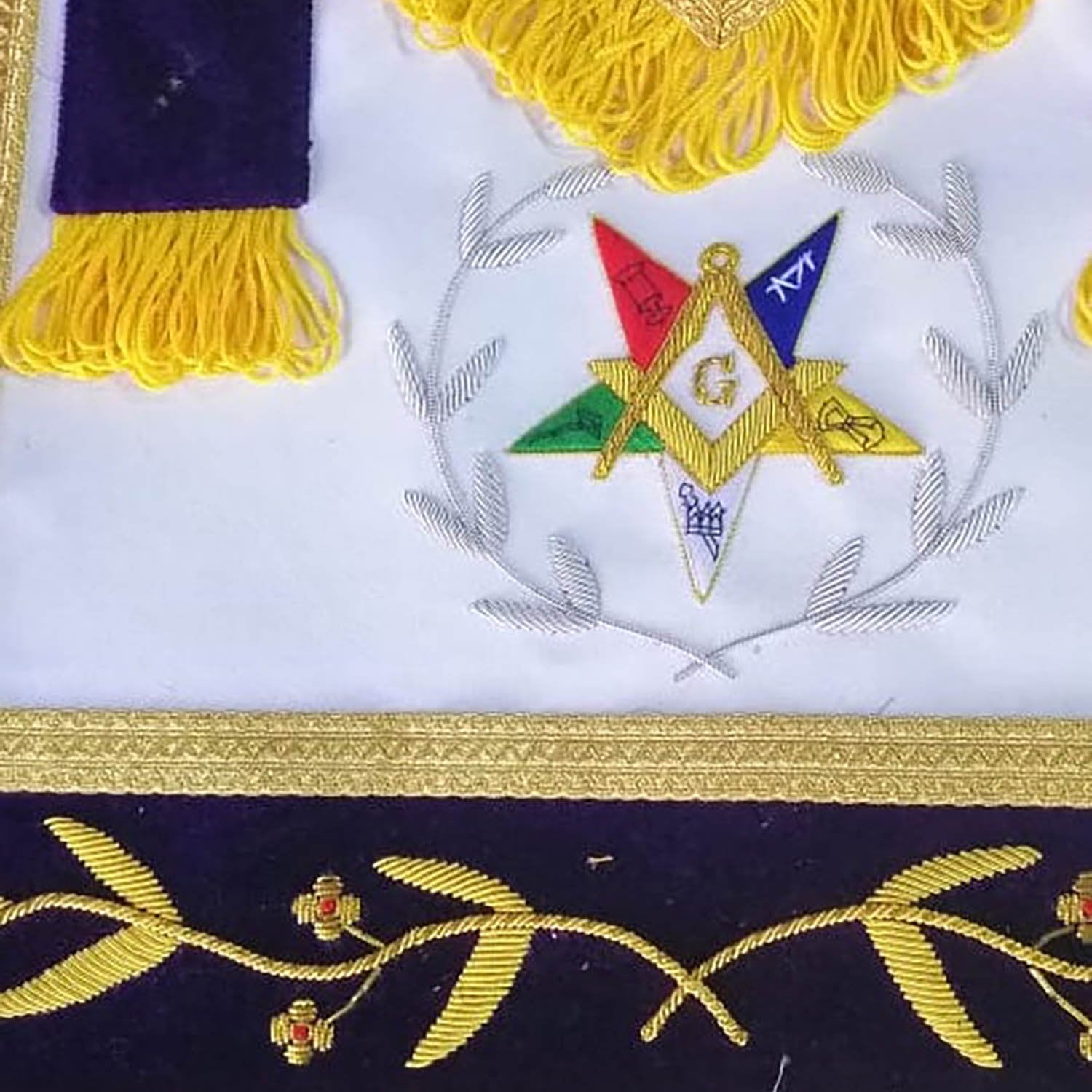 Hand Embroidered Masonic OES Worthy Patron Apron - Bricks Masons