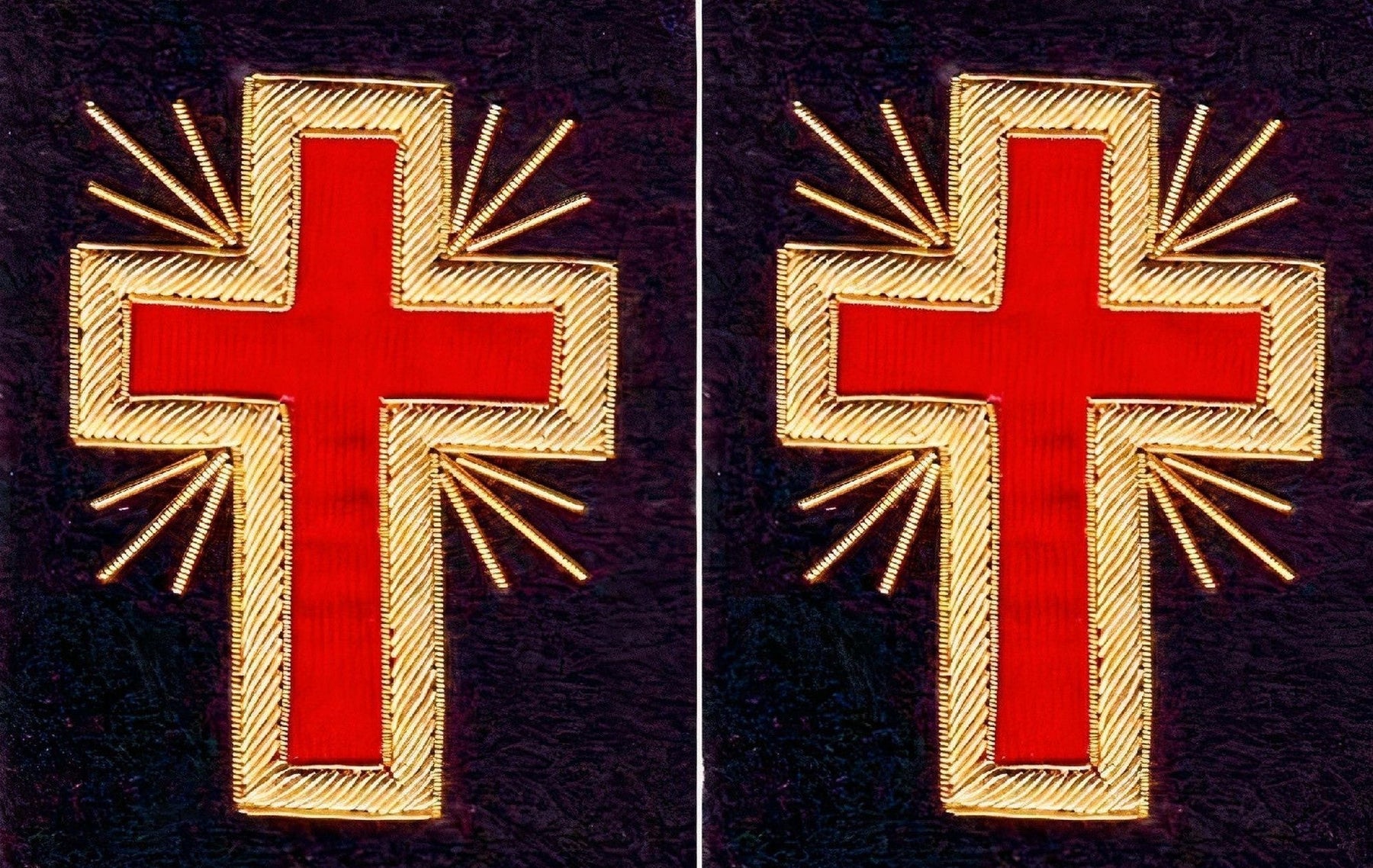 Past Commander Knights Templar Commandery Frock Coat Sleeve Patch - Bullion Embroidery - Bricks Masons