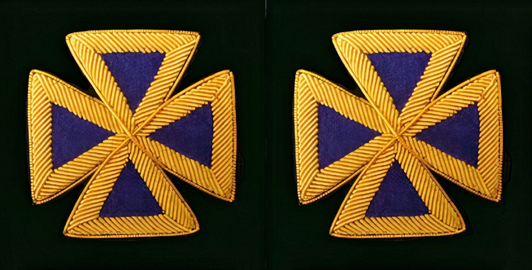 Past Grand Commander Knights Templar Frock Coat Sleeve Patch - Purple Bullion Embroidery - Bricks Masons