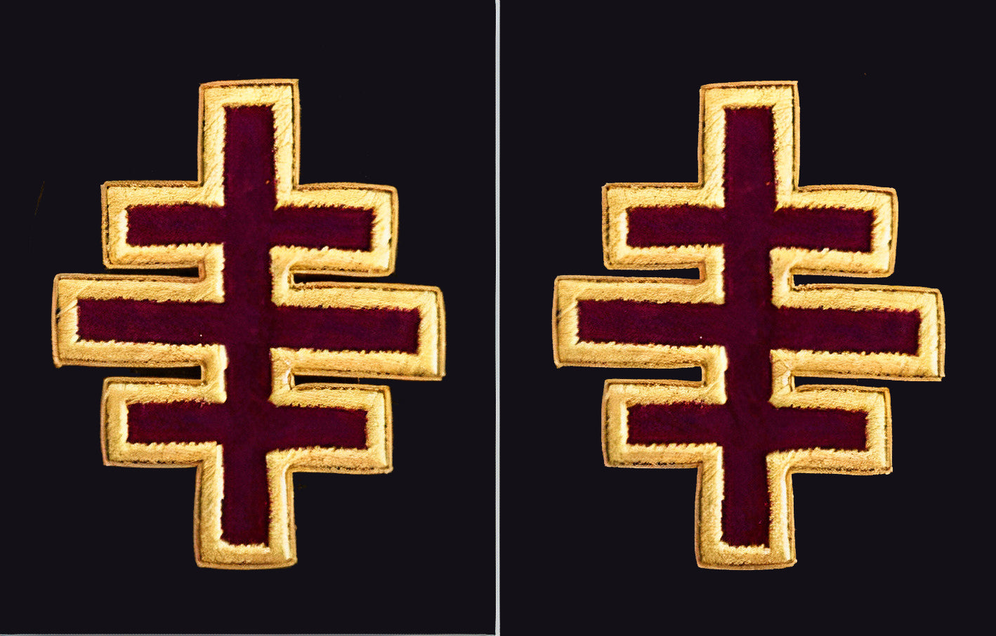 Past Most Eminent Grand Master Grand Encampment Knights Templar Commandery Frock Coat Sleeve Patch - Bullion Embroidery - Bricks Masons