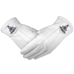 Masonic Regalia White Soft Leather Gloves Past Master Black - Bricks Masons