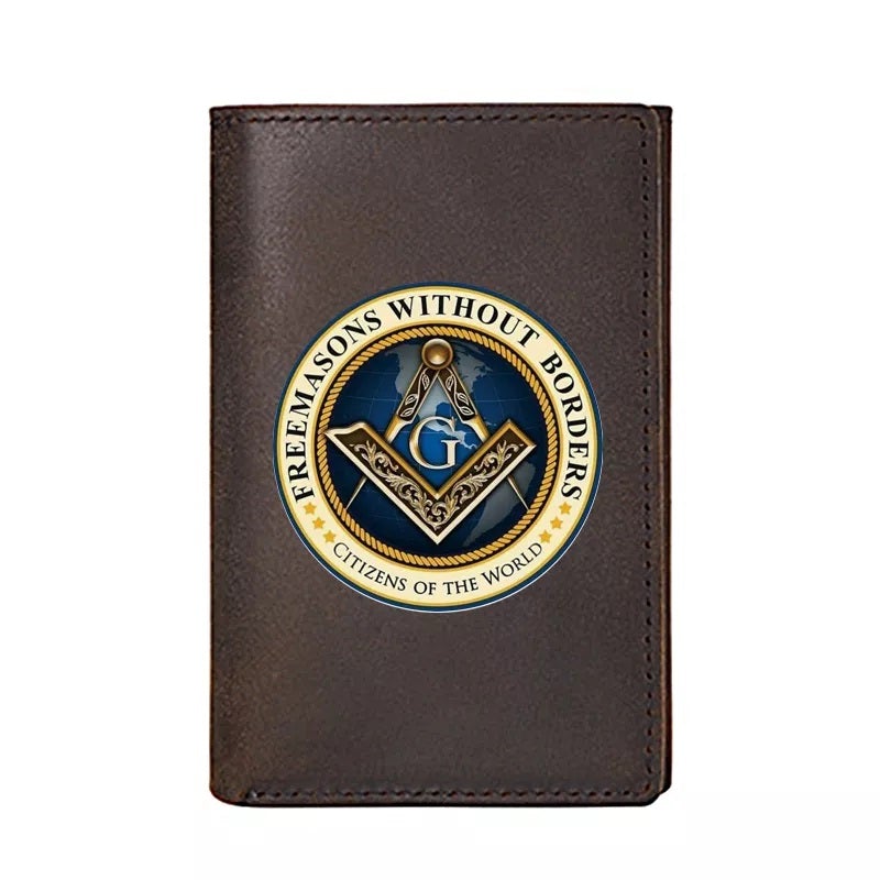 Master Mason Blue Lodge Wallet - Genuine Leather Free and Accepted Masons and Credit Card Holder - Bricks Masons