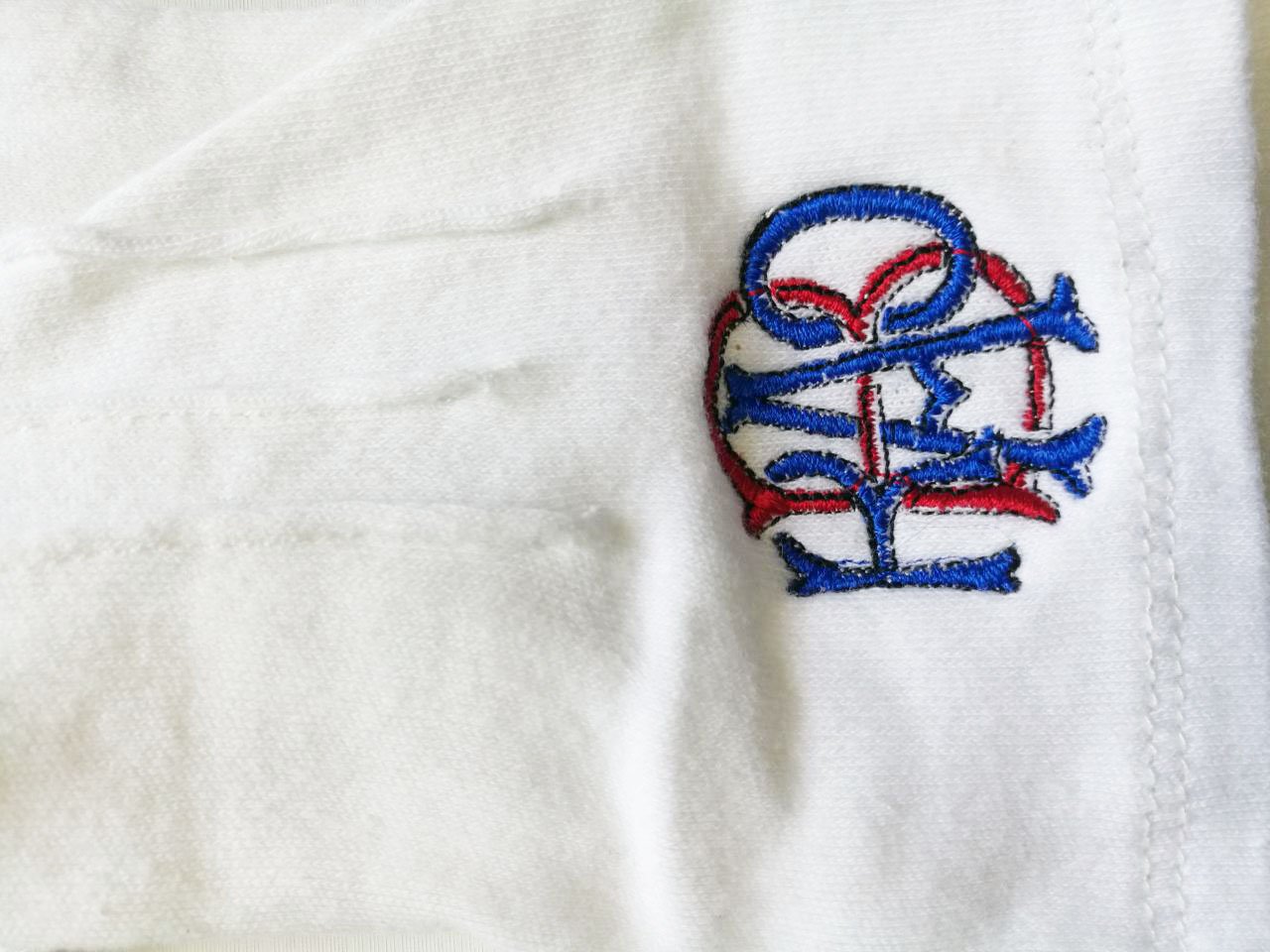 RAOB Red Blue Machine Embroidery White Cotton Gloves - Bricks Masons