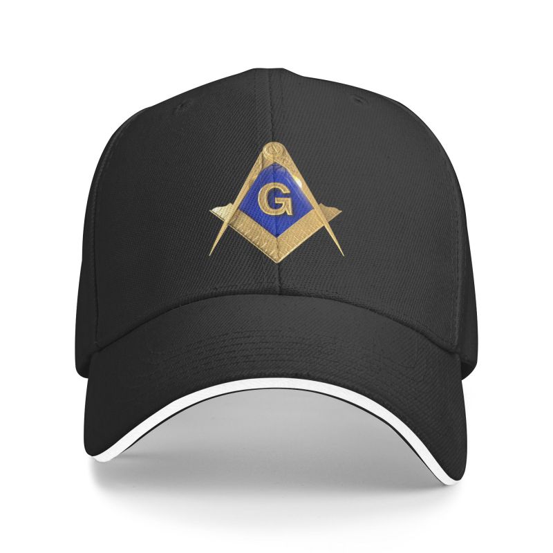 Master Mason Blue Lodge Baseball Cap - Golden Square & Compass G Adjustable Baseball Cap [Multiple Colors]