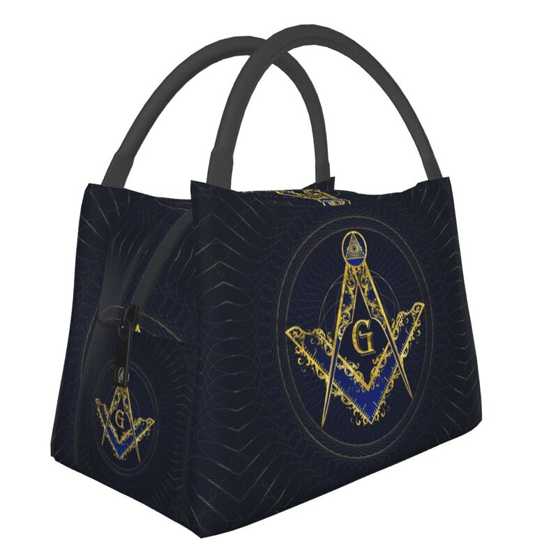 Master Mason Blue Lodge Lunch Bag - Square and Compass G Thermal Insulated [Multiple Variants] - Bricks Masons