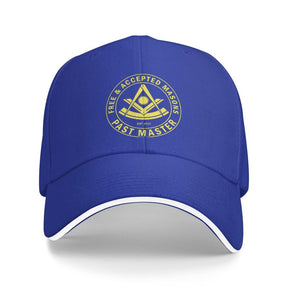 Past Master Blue Lodge Baseball Cap - Free & Accepted Mason Adjustable - [Multiple Colors] - Bricks Masons