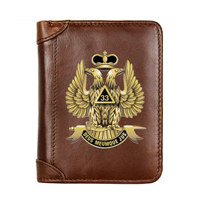 33rd Degree Scottish Rite Wallet - Genuine Leather & Credit Card Holder (Black/Brown/Coffee) - Bricks Masons