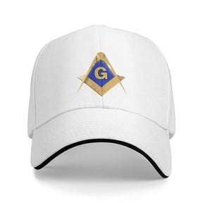Master Mason Blue Lodge Baseball Cap - Golden Square & Compass G Adjustable Baseball Cap [Multiple Colors] - Bricks Masons