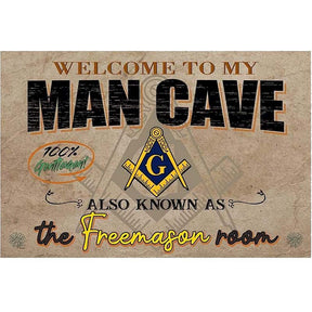Master Mason Blue Lodge Canvas - Welcome To My Man Cave Also Known As The Freemason Room - Bricks Masons