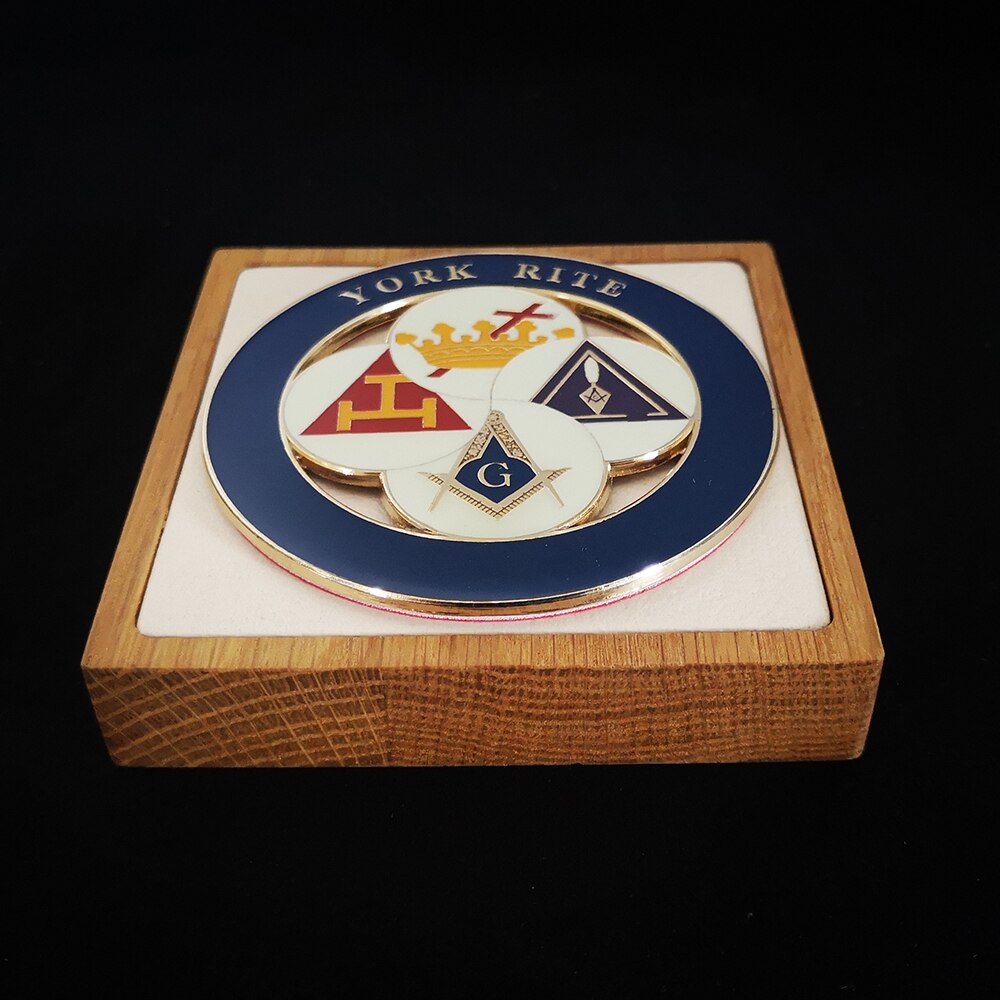 Blue Lodge / Royal Arch / Council / Knights Templar Commandery Car Emblem - York Rite Blue Medallion - Bricks Masons