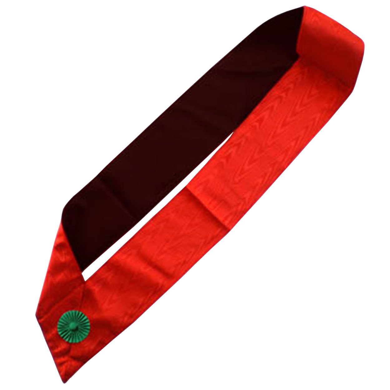 8th Degree Scottish Rite Sash - Red Moire with Green Rosette - Bricks Masons