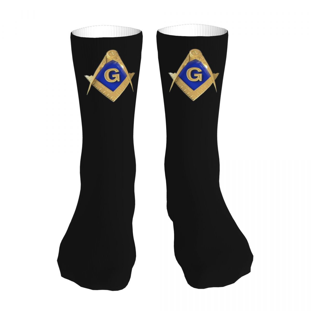 Master Mason Blue Lodge Sock - Golden Square and Compass G - Bricks Masons