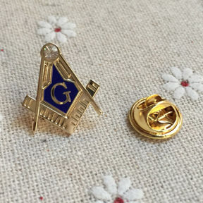 Master Mason Blue Lodge Lapel Pin - Zirconia Square Compass - Bricks Masons