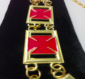 Knights Templar Formí©e Pattí©e cross - Masonic Chain Collar - Gold on Black + Free Case - Bricks Masons