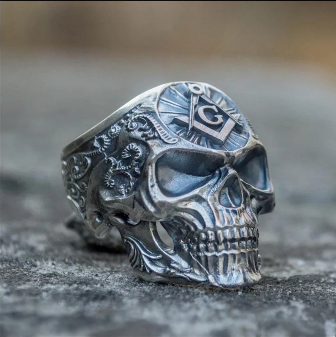Widows Sons Ring - Silver Skull Vintage Gothic - Bricks Masons