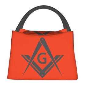 Master Mason Blue Lodge Lunch Bag - Square and Compass G Red Thermal Insulated - Bricks Masons