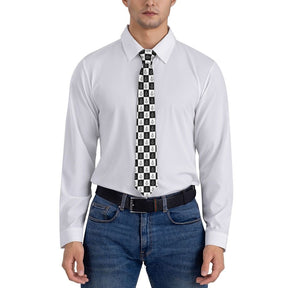 Master Mason Blue Lodge Necktie - Printed Checkered Pattern - Bricks Masons