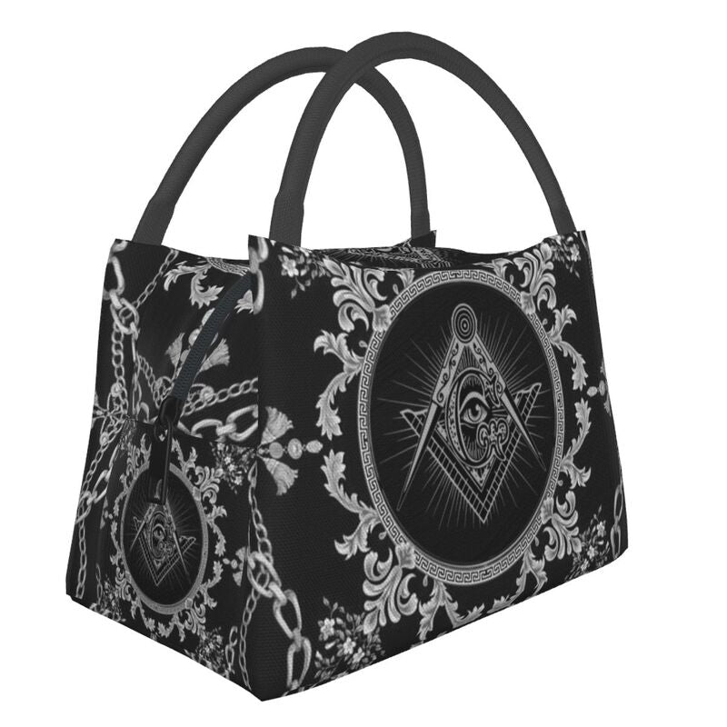Master Mason Blue Lodge Lunch Bag - Black Square and Compass G Thermal Insulated