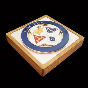 Blue Lodge / Royal Arch / Council / Knights Templar Commandery Car Emblem - York Rite Blue Medallion - Bricks Masons